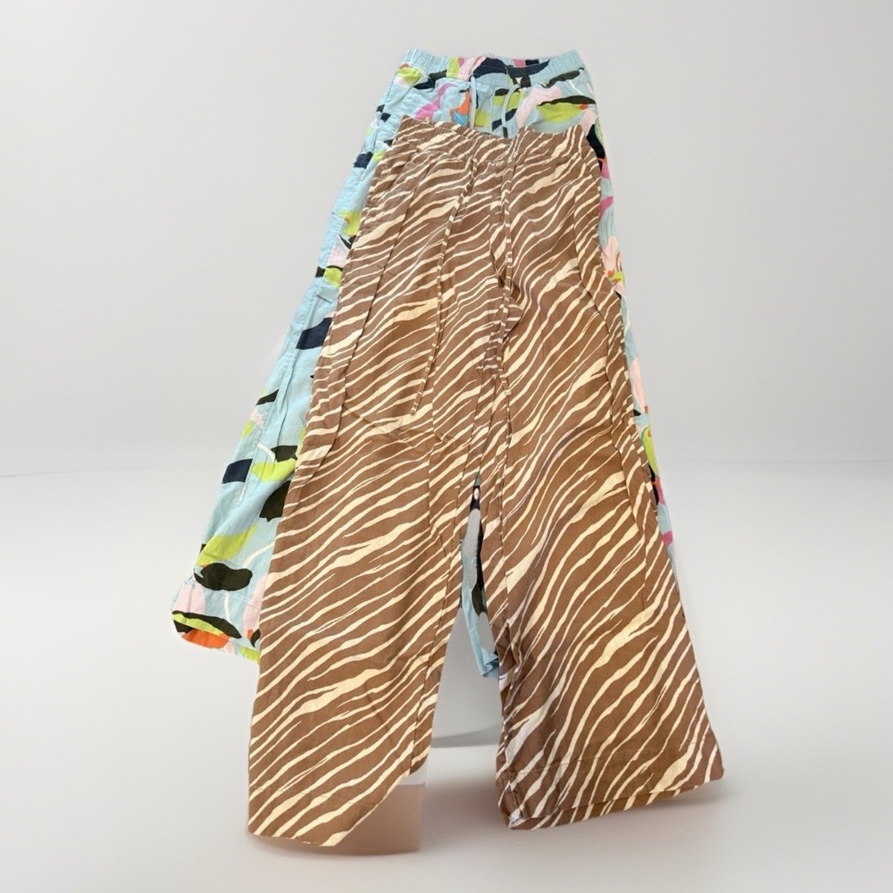 a‎ new day Lot Of 2 Linen Blend Floral And Animal Loungewear  Slouchy Pants